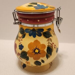 🌼Oneida Canister Sunset Bouquet 8" EUC Hand-Painted